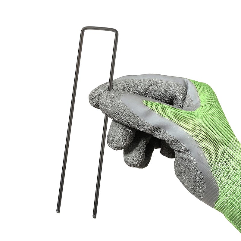 GardenMate حديقة ميت عبوة من 50 وتد حديقة متعدد الأغراض على شكل U بطول 6 بوصات / 150 مم - مثالي لتأمين قماش الأعشاب الضارة، قماش المناظر الطبيعية، الشبكات، الأغطية الأرضية والصوف - مصنوع من سلك فولاذي بسمك 2.9 مم - Image 2